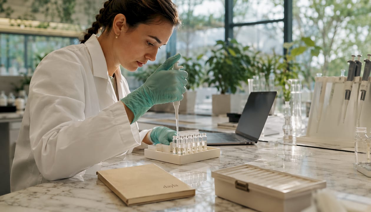 Lab technician pipetting GLP-1 receptor samples