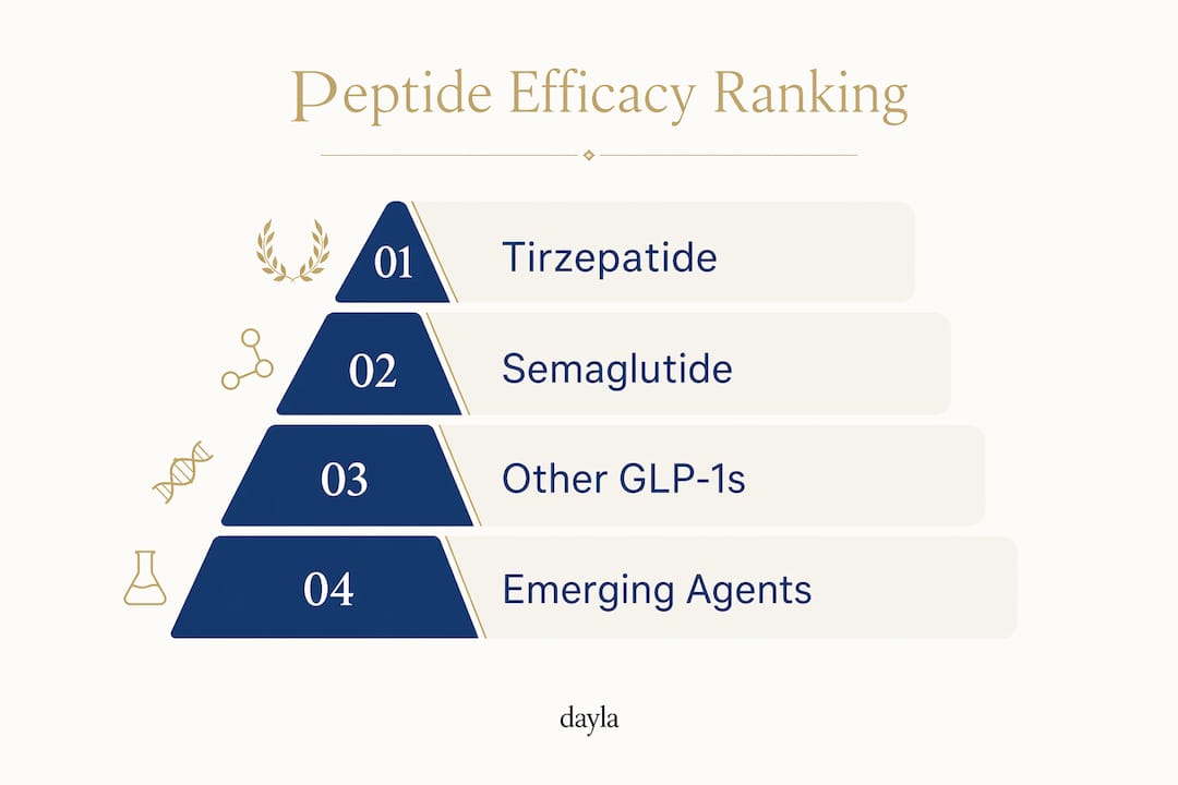 Infographic ranking weight loss peptides by efficacy