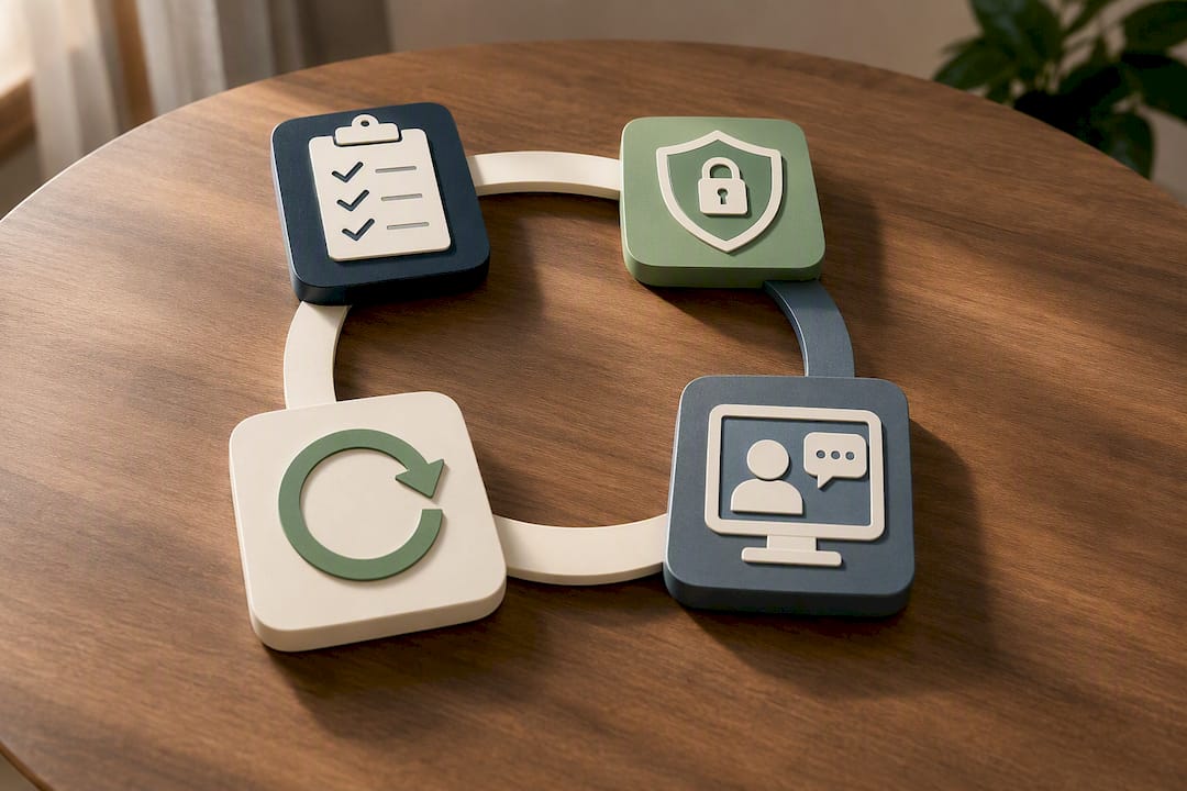 Four-stage telehealth competency workflow