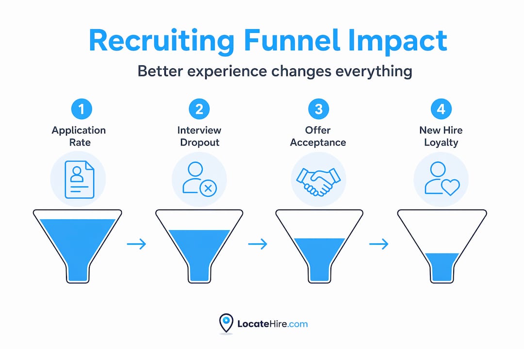 Infographic showing candidate experience impact steps
