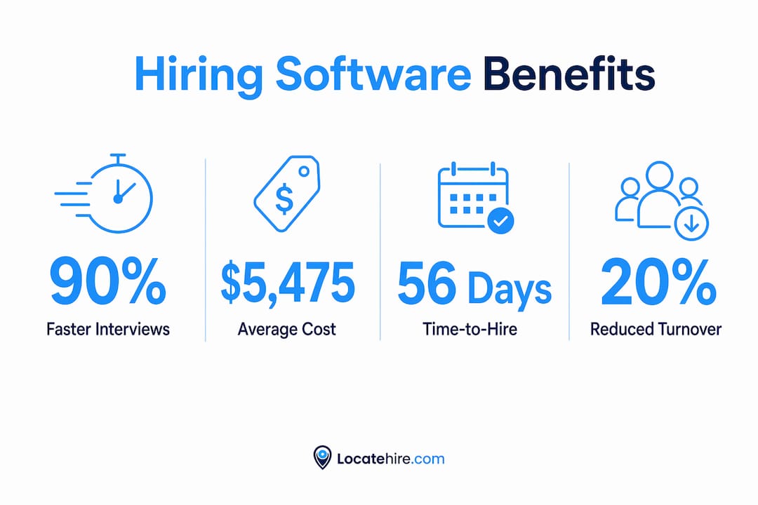 Infographic showing key hiring software benefits statistics