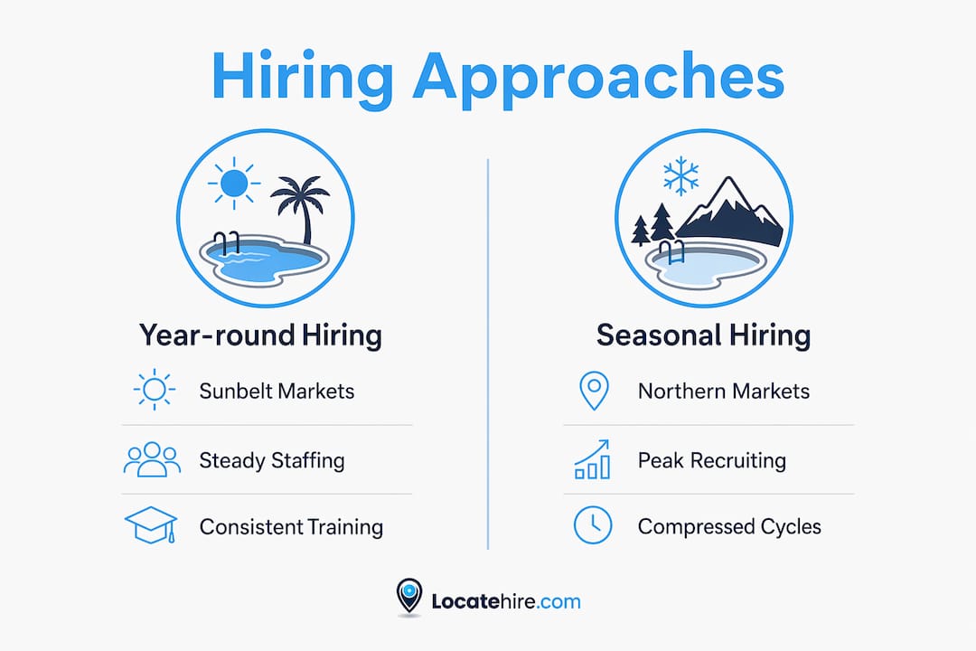 Infographic comparing year-round and seasonal hiring