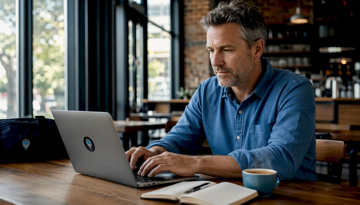 Hands typing on laptop for HR management