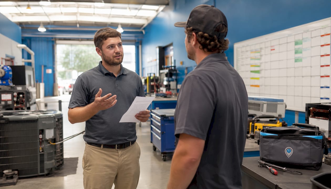 Hands typing on laptop automating HVAC hiring process