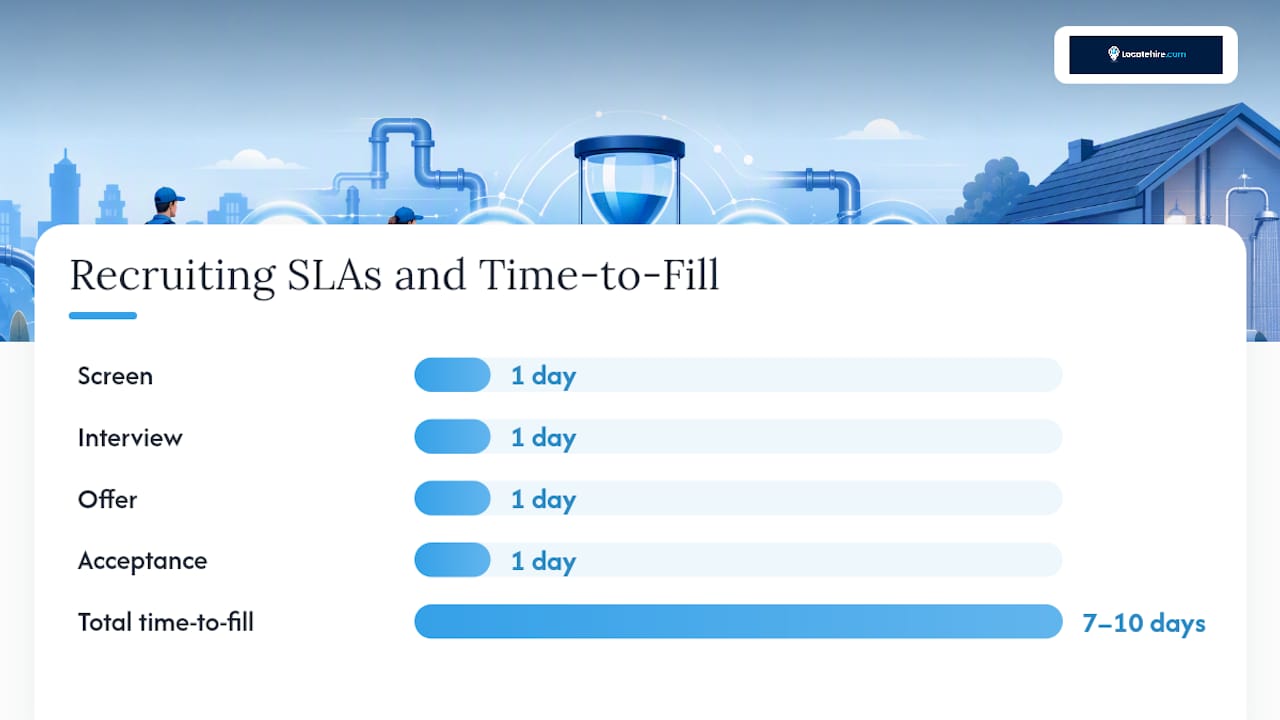 Diagram showing 24-hour SLAs across recruitment stages