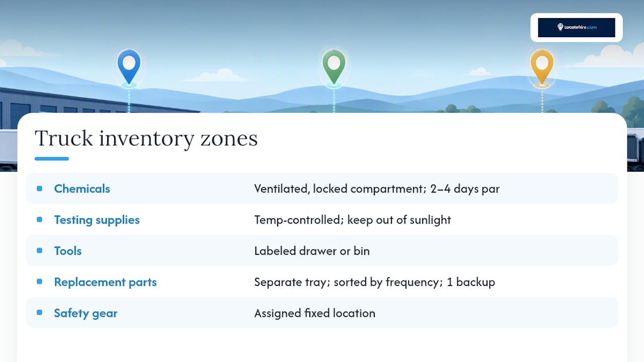 Diagram of truck inventory zones and categories