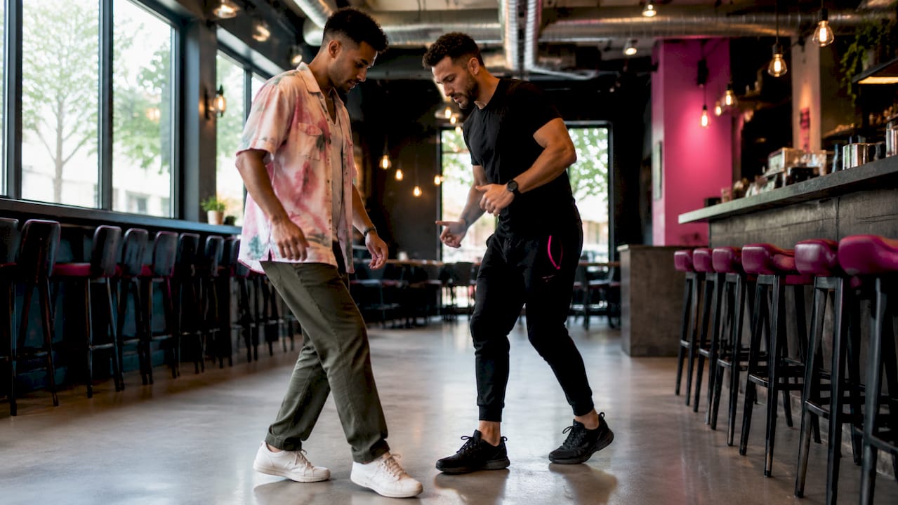 Dance instructor teaching beginner step
