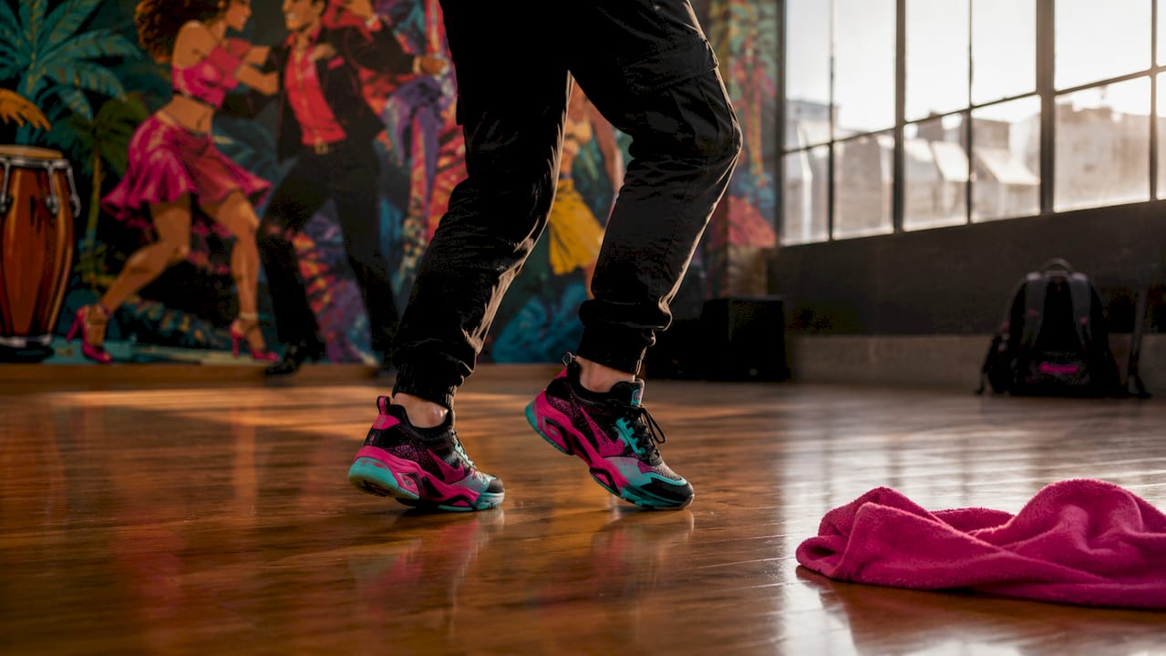 Feet practicing Bachata basic step