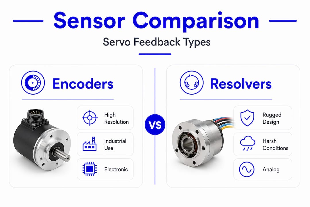 Infographic comparing encoders and resolvers