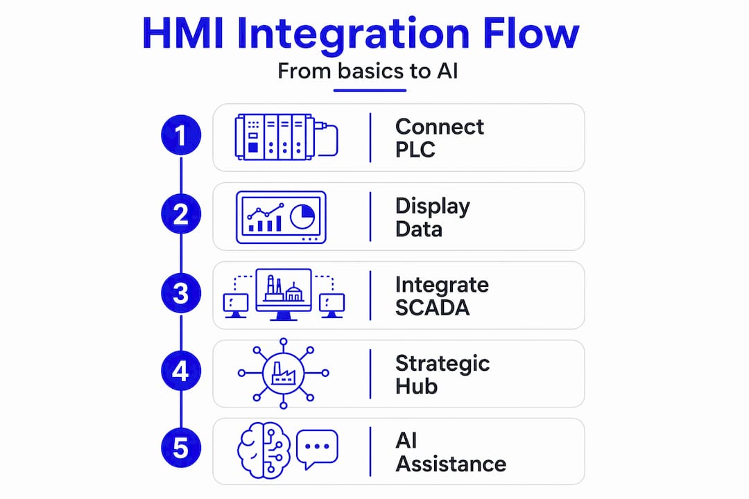 Infographic showing HMI integration process steps