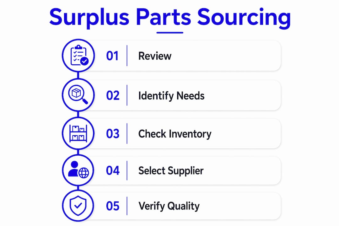 Infographic illustrating surplus parts sourcing steps