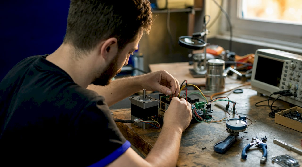 Hands adjusting stepper motor open-loop controller