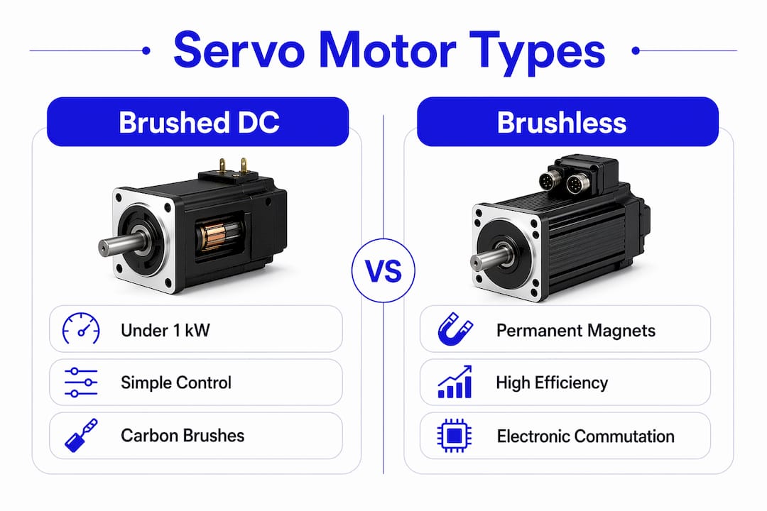 Infographic comparing brushed and brushless servo motors