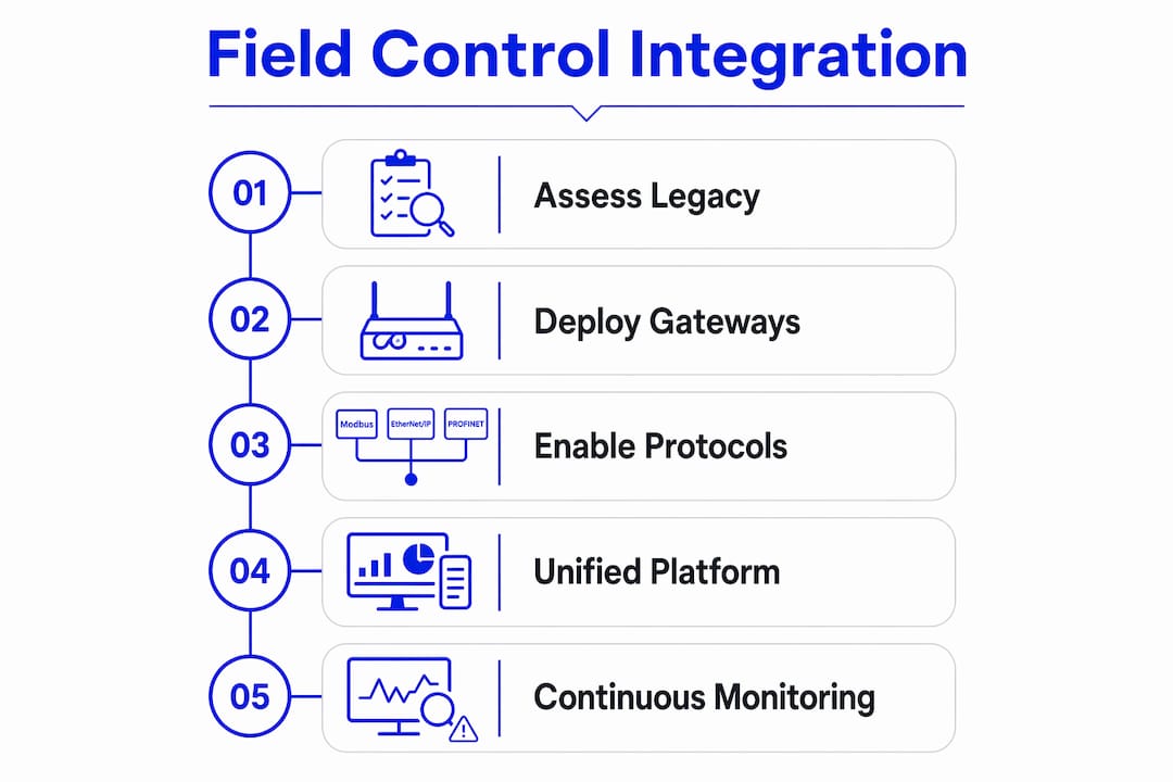 Infographic showing field control integration steps