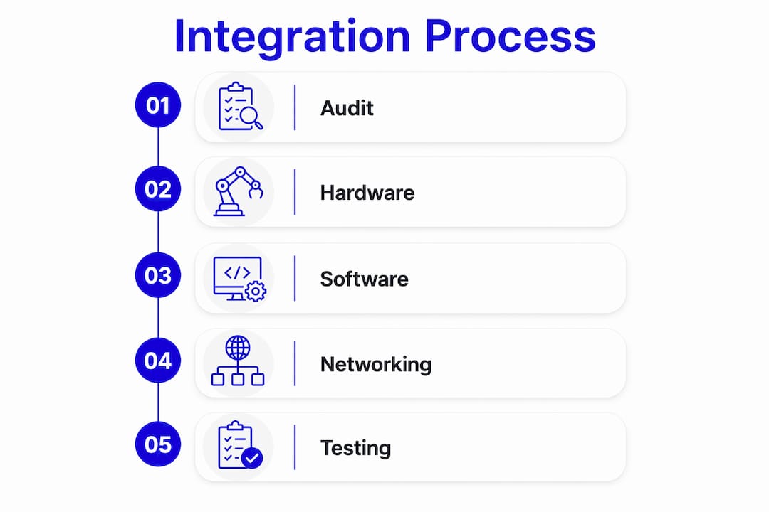 Infographic depicting integration process steps