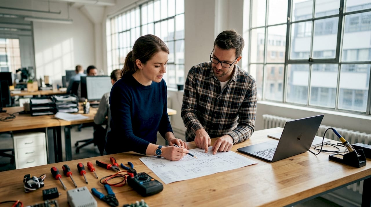 Engineer reviewing DCS system diagram at desk