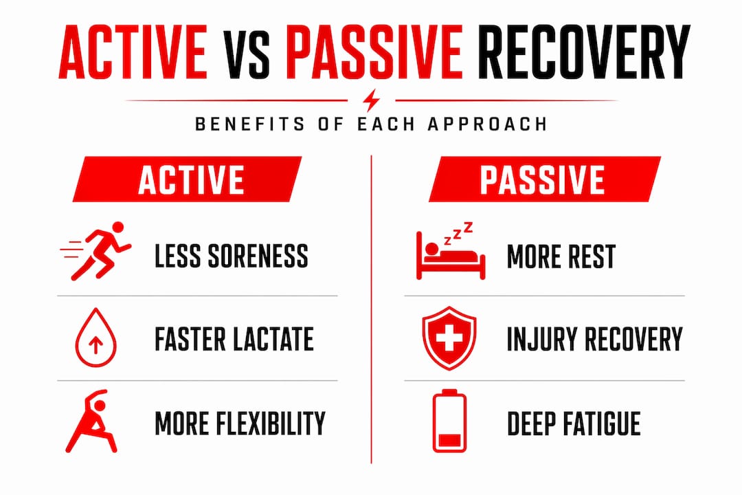 Infographic comparing active versus passive recovery benefits