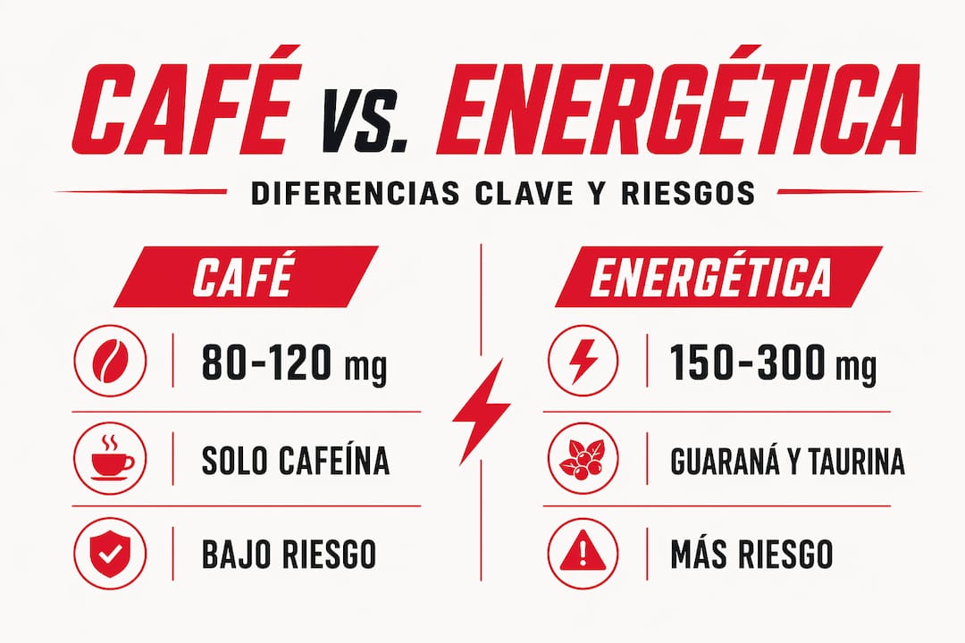 Infografía sobre las diferencias entre el café y las bebidas energéticas