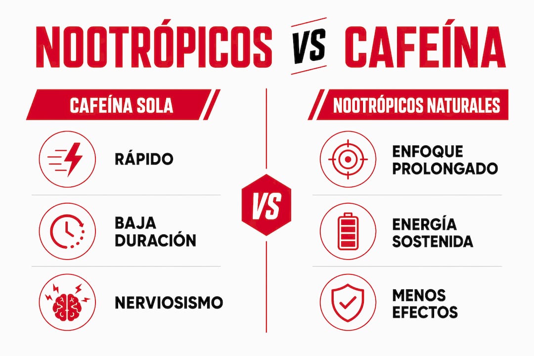 Análisis visual de las diferencias entre los nootrópicos y la cafeína