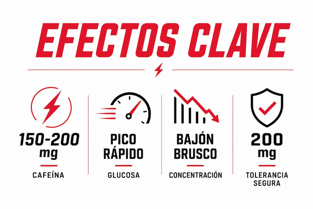 Infografía sobre los principales efectos de la cafeína y el azúcar