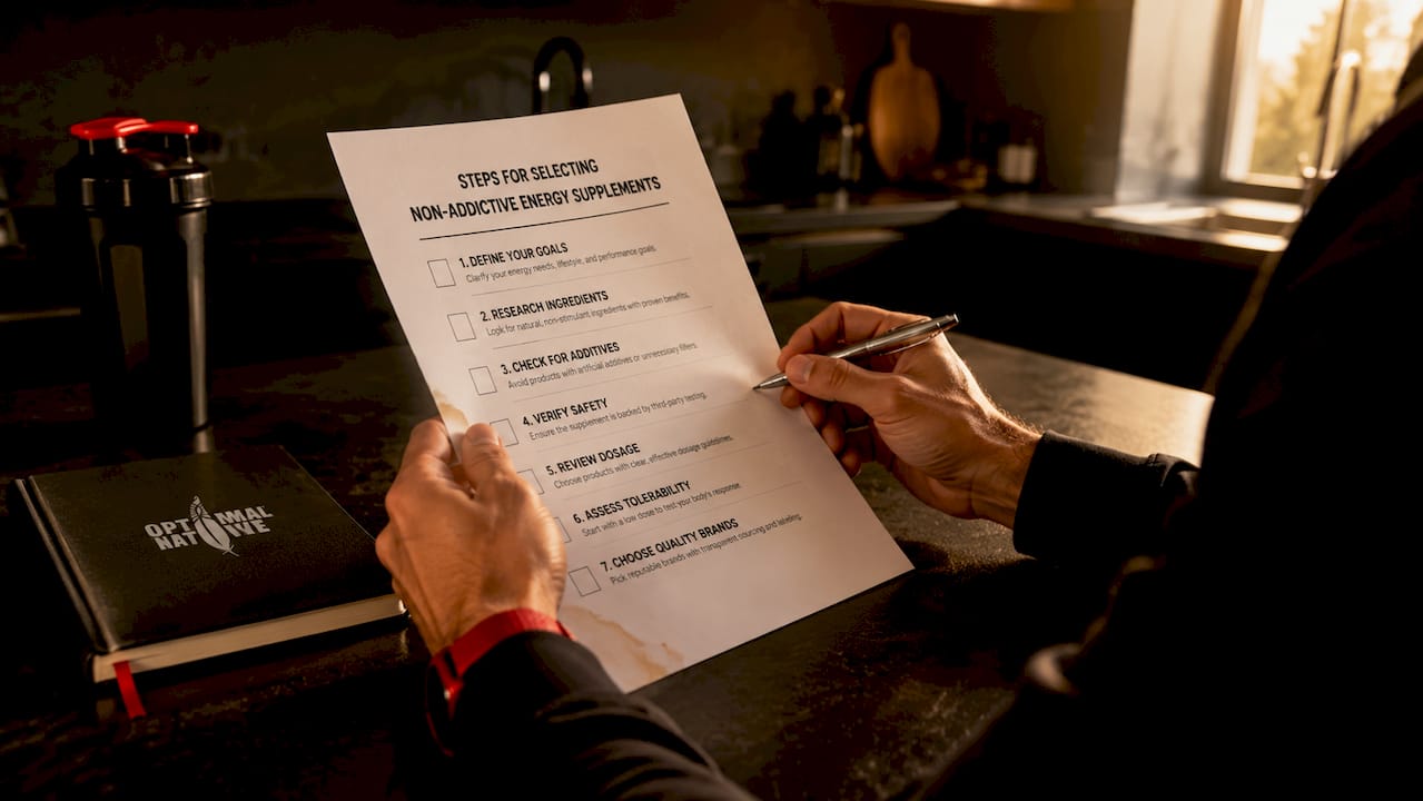 Close-up of hands checking energy supplement steps