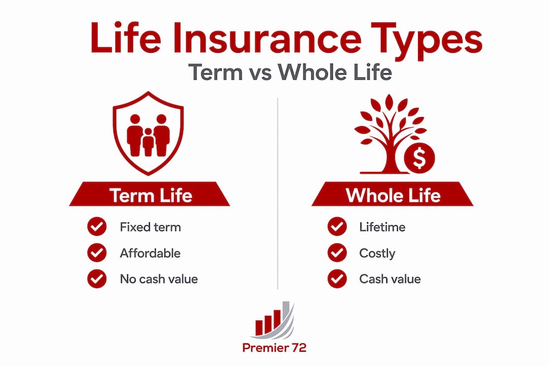 Infographic comparing term and whole life insurance