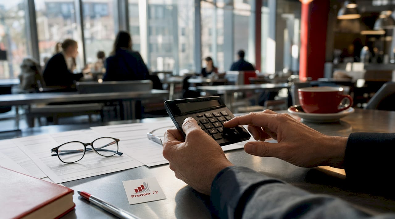 Hands calculating policy loan interest