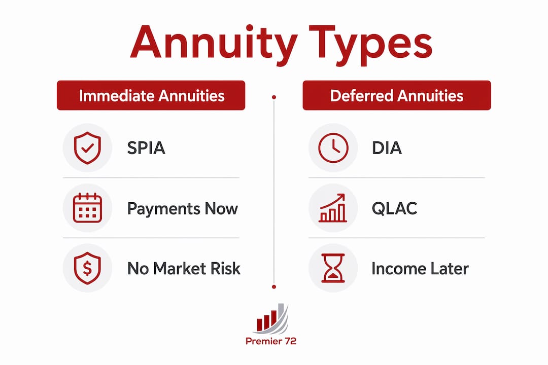 Infographic comparing immediate and deferred annuity types