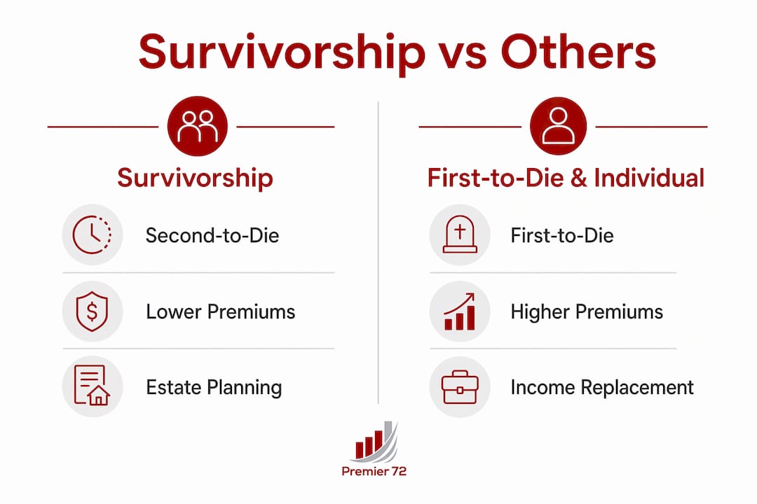 Infographic comparing survivorship and other life insurance types