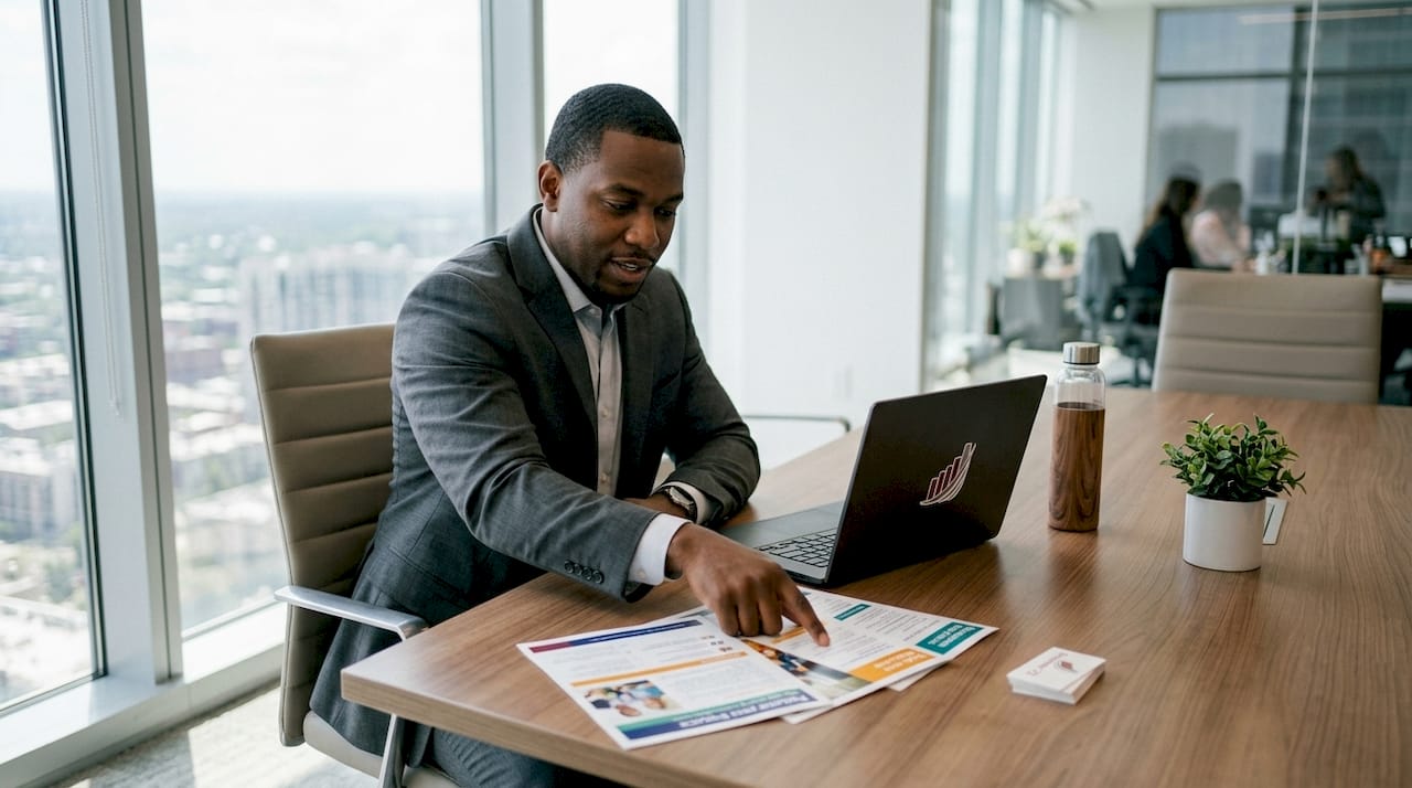 Financial advisor explaining insurance policy types