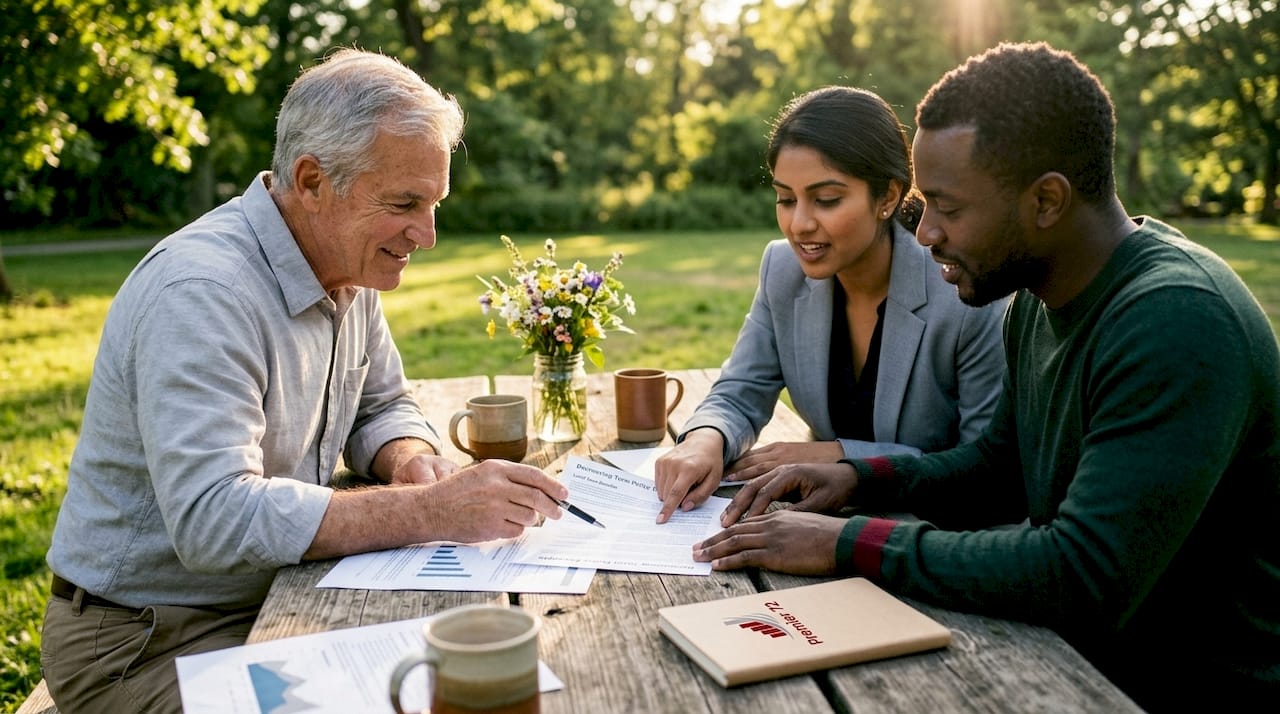 Group discussing life insurance policy options