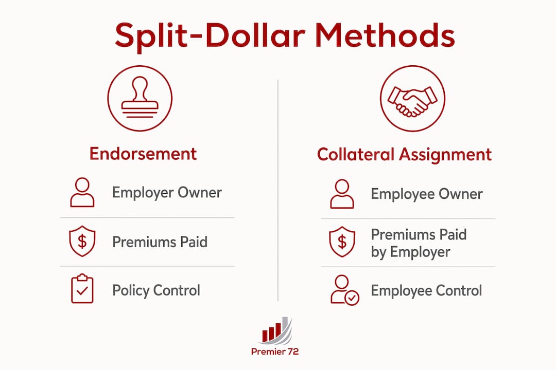Infographic comparing endorsement and collateral assignment methods