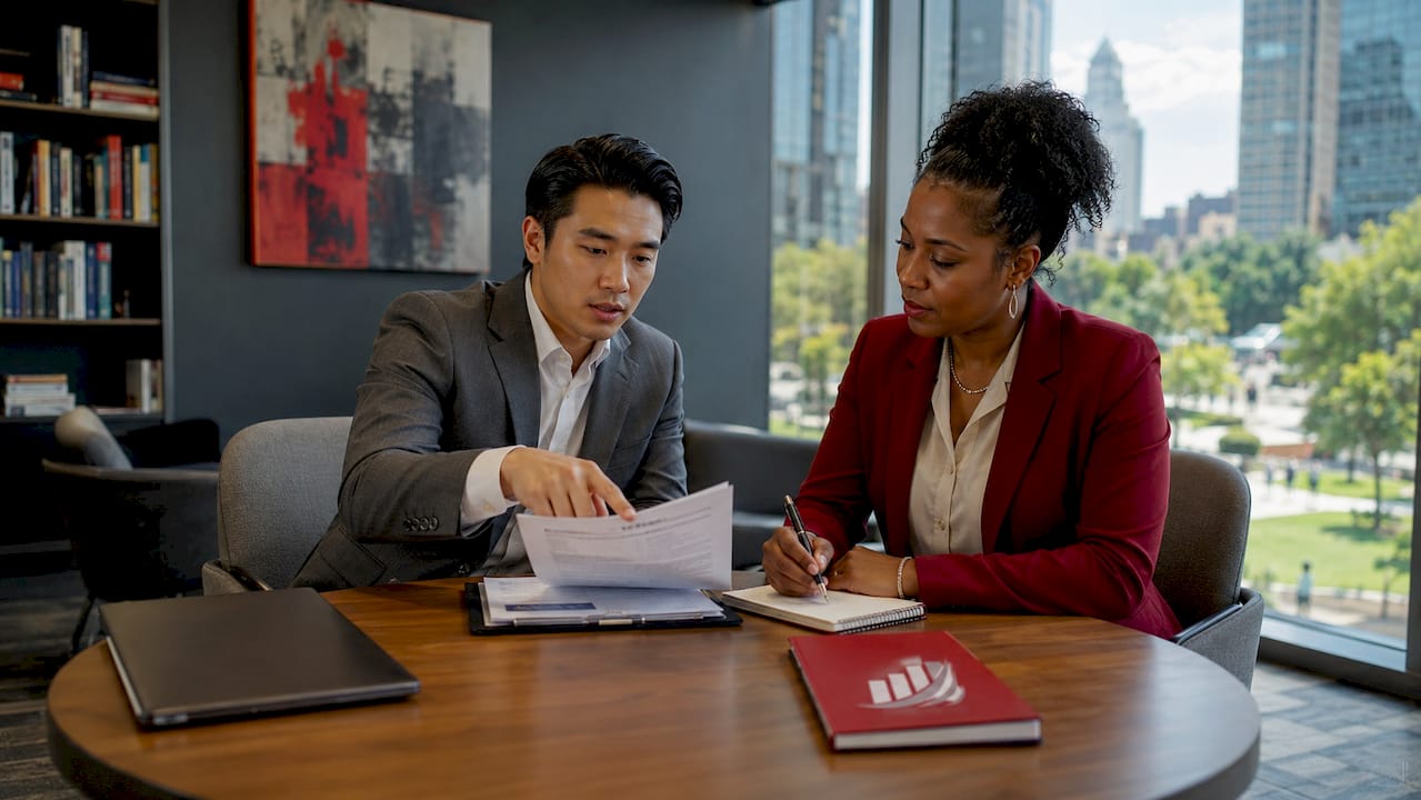 Business owner consulting advisor on BOE insurance