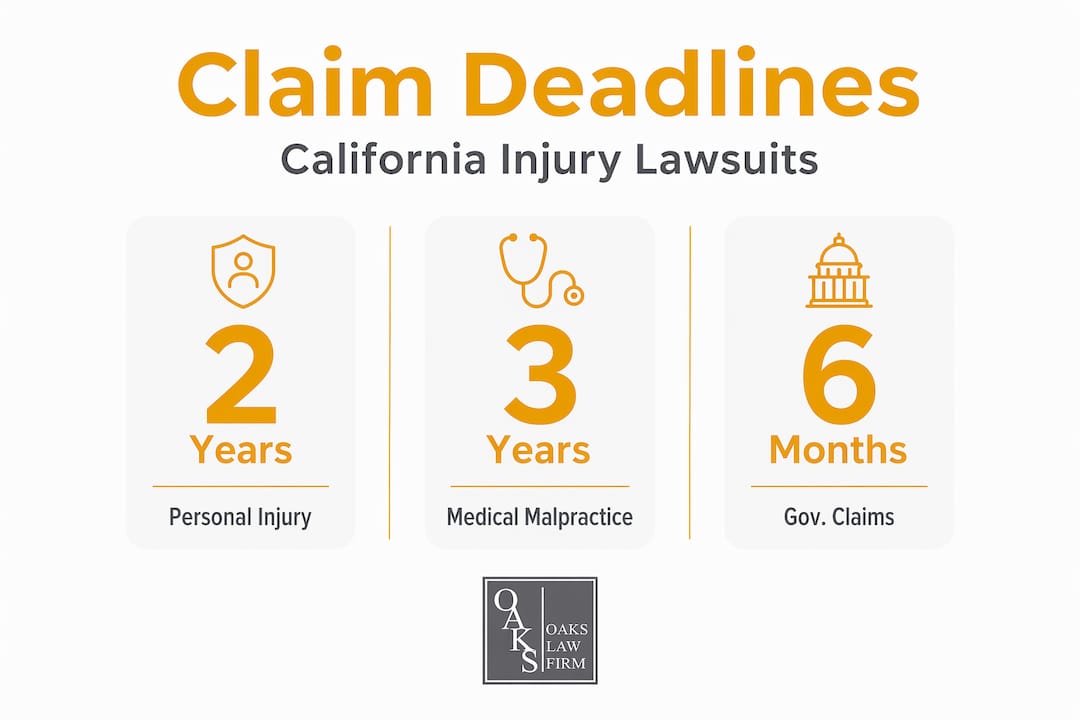 California injury claim deadlines stat infographic