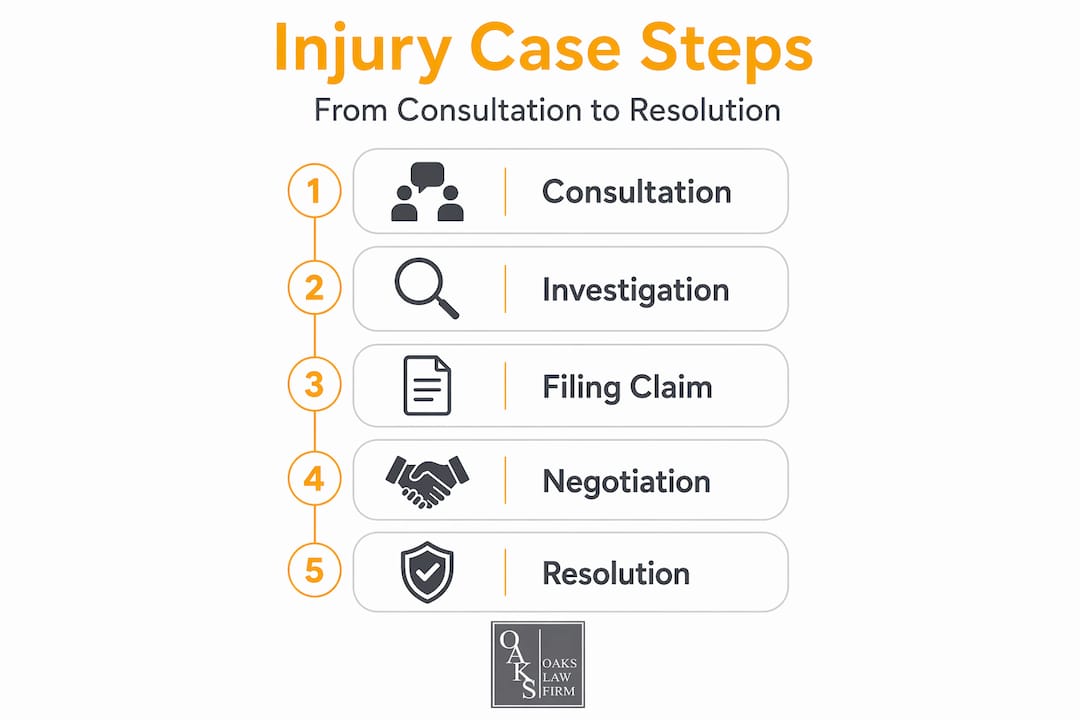 Personal injury case key steps vertical infographic