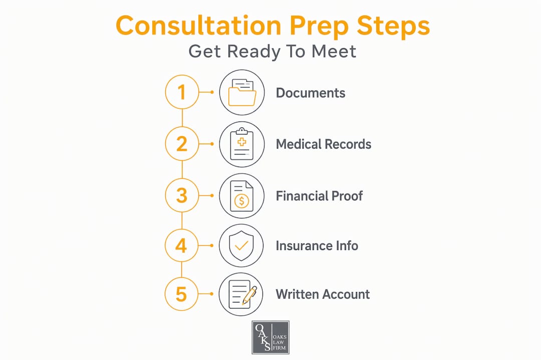 Infographic of injury consultation preparation steps