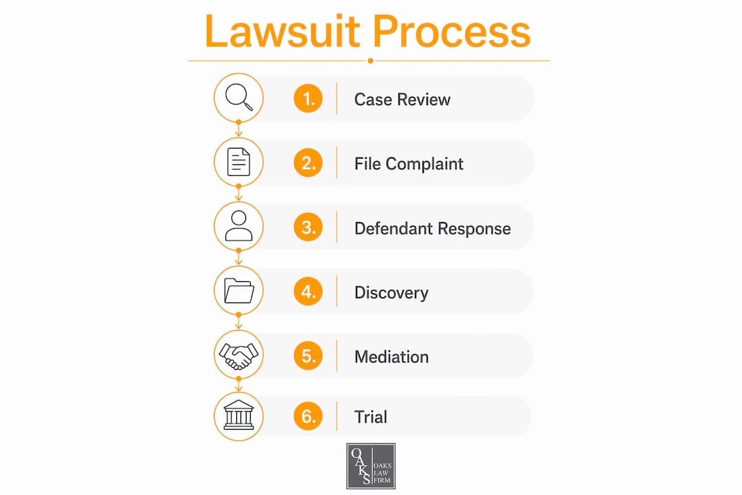 Infographic showing steps of car accident lawsuit process