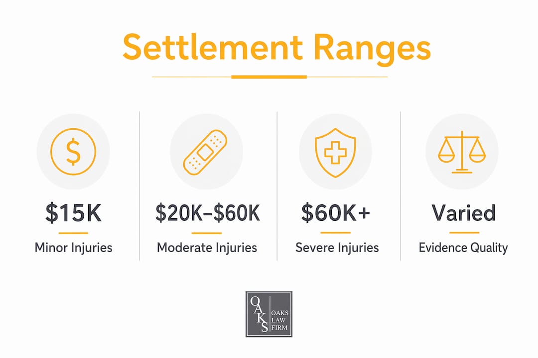 Infographic displaying slip and fall settlement ranges