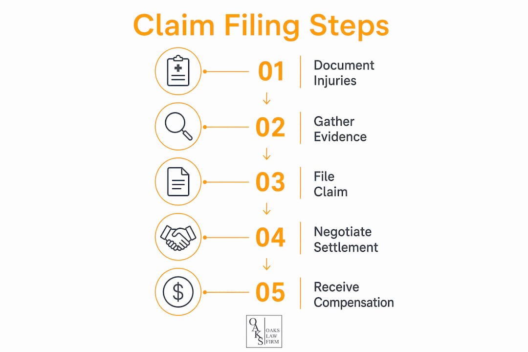 Infographic showing bicycle accident claim filing steps