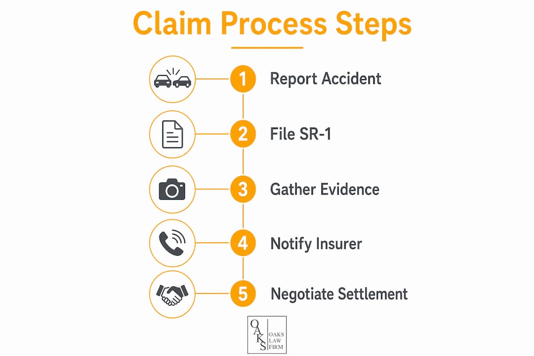 Infographic illustrating California truck accident claim steps