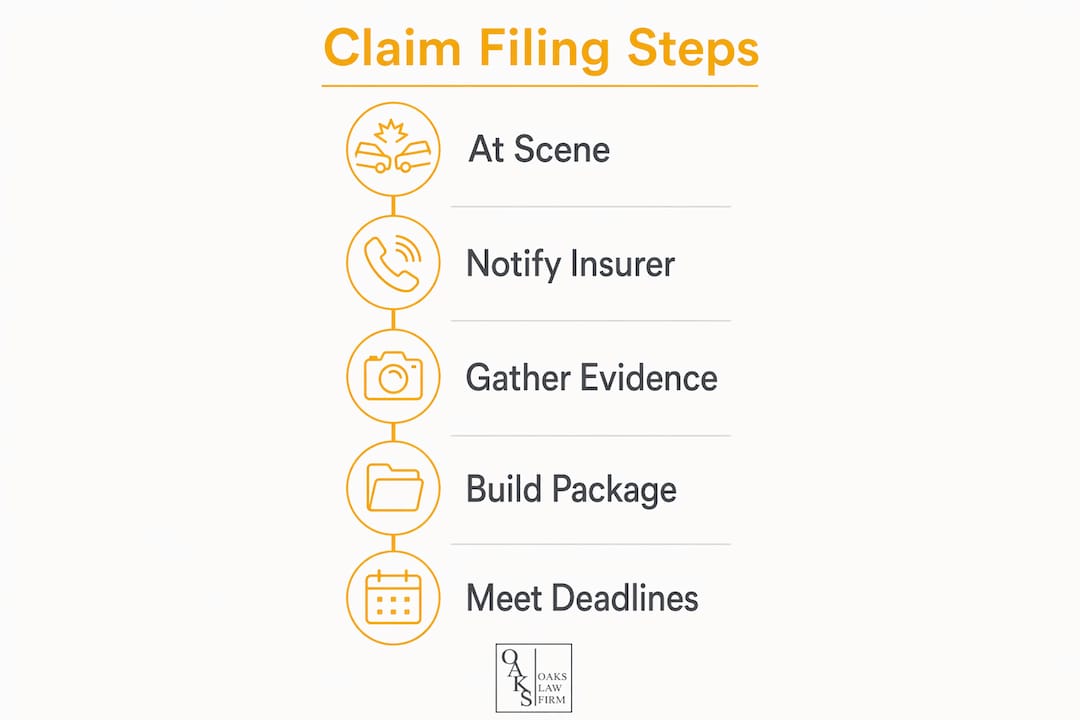 Infographic illustrating steps to file a claim
