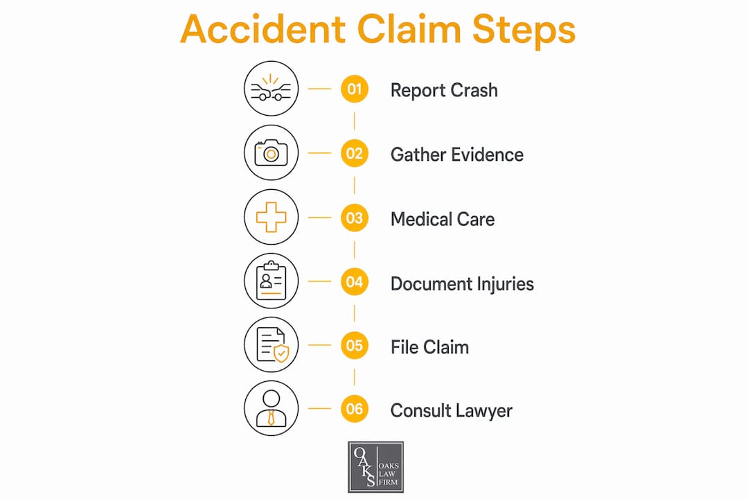 Infographic illustrating freeway accident claim steps