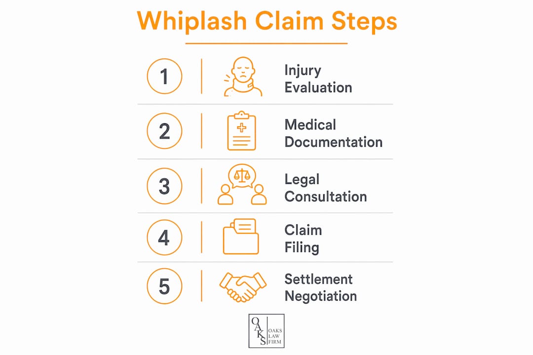 Infographic illustrating whiplash claim filing process steps
