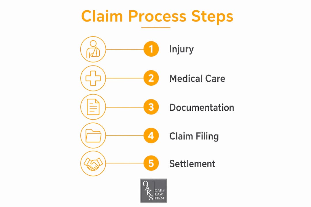 Infographic illustrating steps in soft tissue injury claim process
