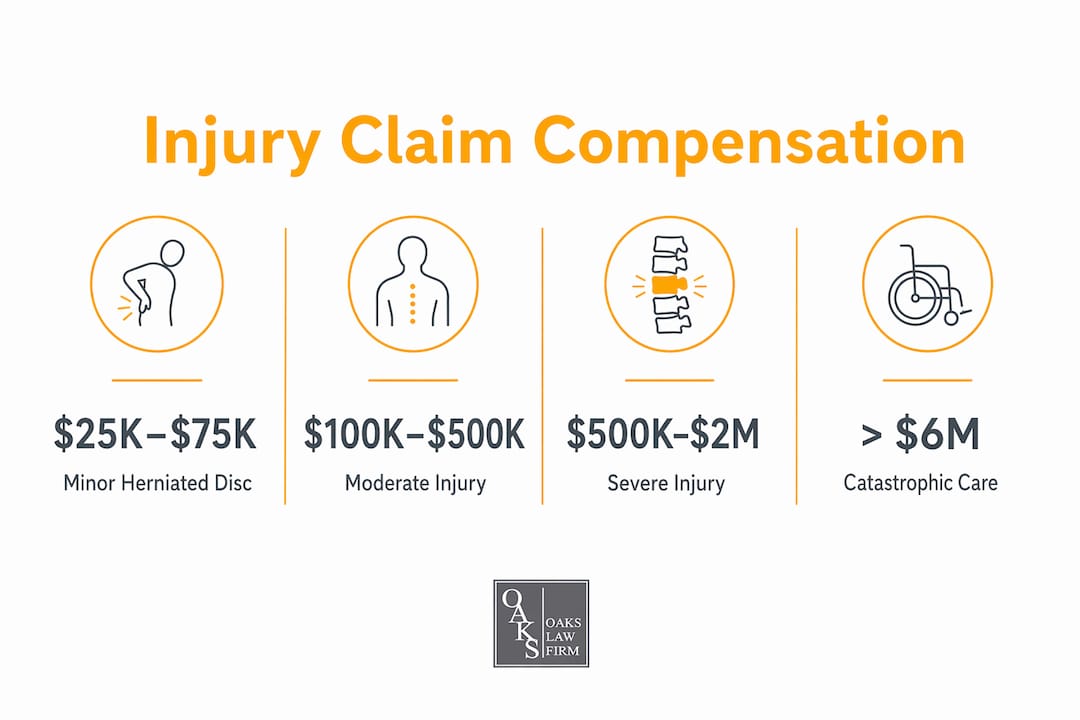 Infographic of injury claim compensation ranges