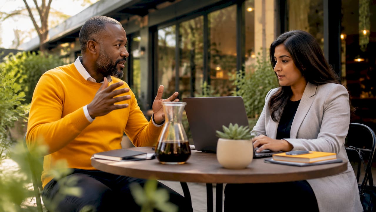 Diverse professionals discussing rideshare insurance coverage in meeting room