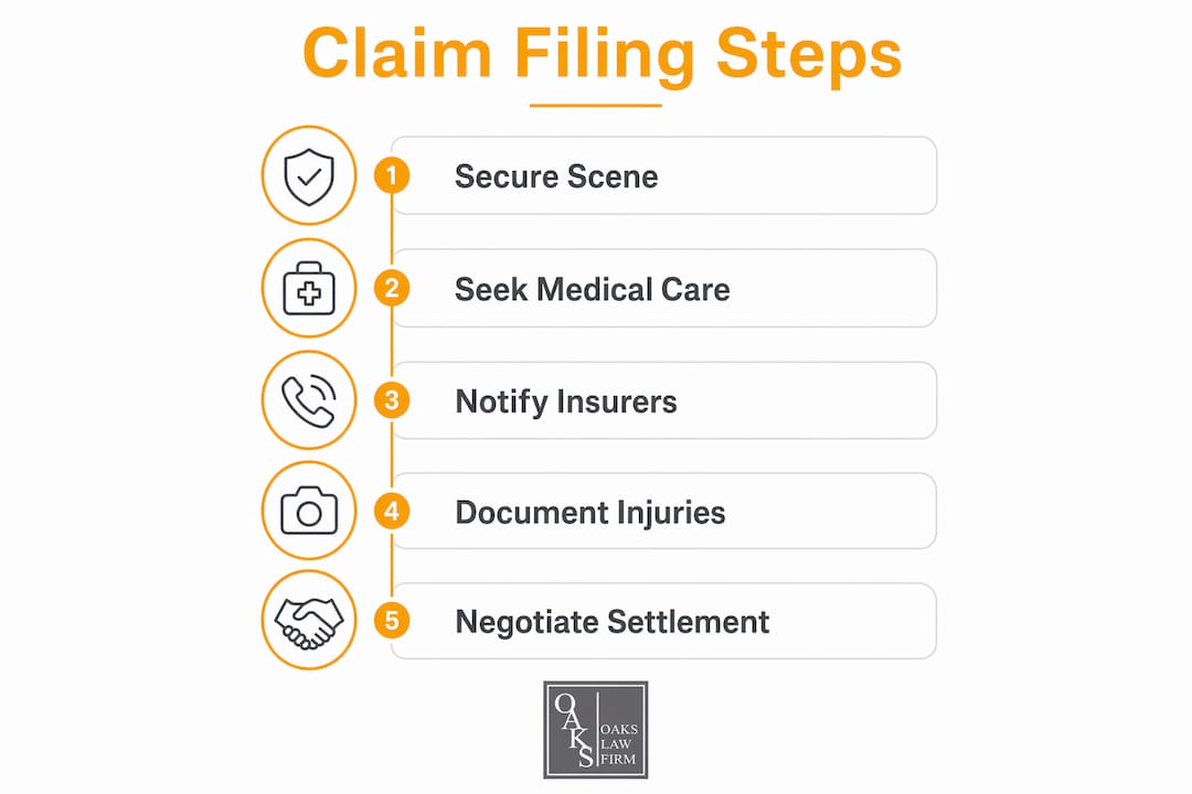 Infographic depicting step-by-step rear end claim filing process