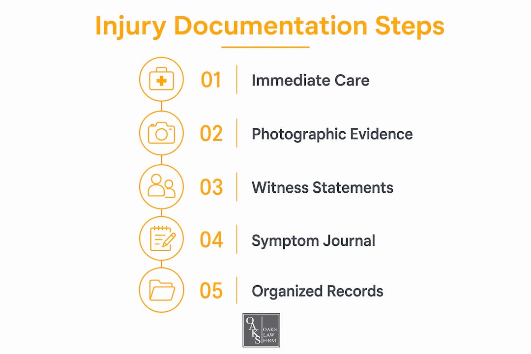 Infographic showing injury documentation steps