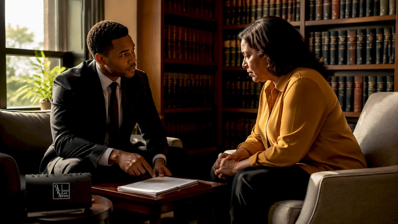 Attorney discussing contingency fee with client