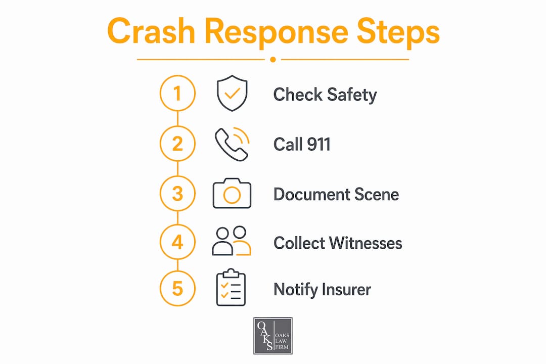 Infographic illustrating key steps after a car accident